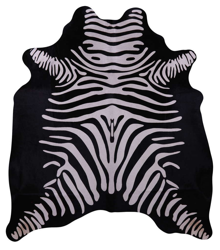 Zebra Animal Print Natural Cowhide Rug - Large 6' 9"H x 5' 9"W