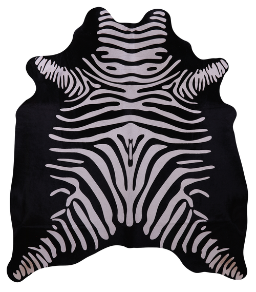 Zebra Animal Print Natural Cowhide Rug - Large 6' 9