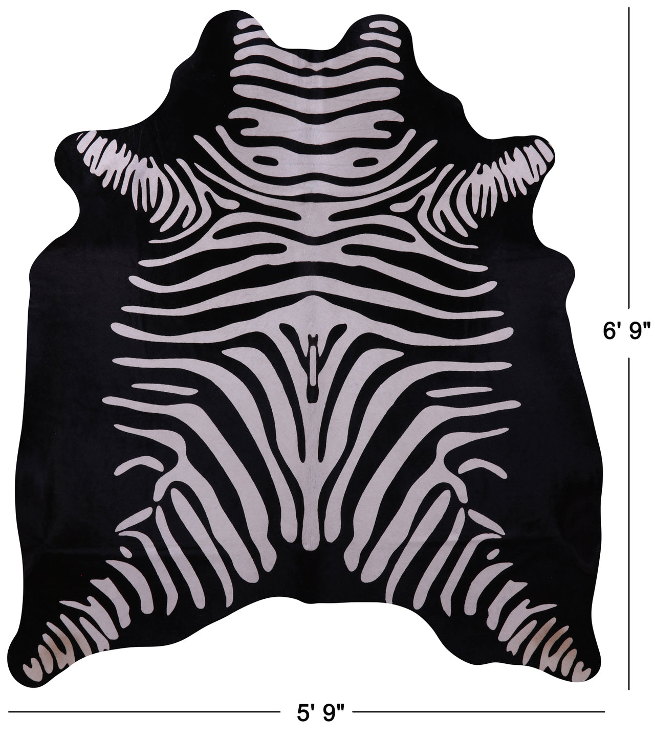 Zebra Animal Print Natural Cowhide Rug - Large 6' 9"H x 5' 9"W