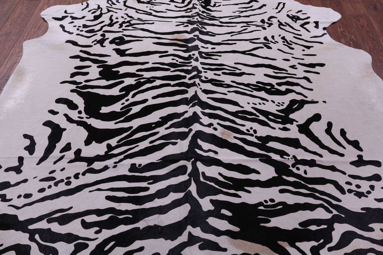 Tiger Animal Print Natural Cowhide Rug - XX-Large 7' 10"H x 6' 8"W