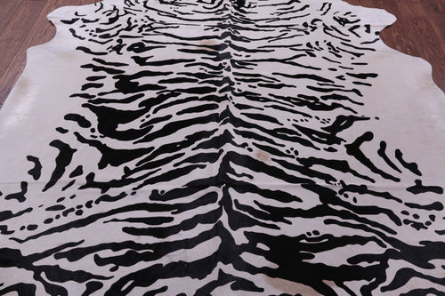 Tiger Animal Print Natural Cowhide Rug - XX-Large 7' 10