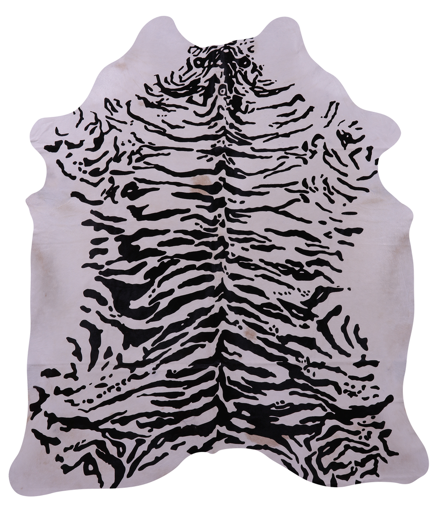 Tiger Animal Print Natural Cowhide Rug - XX-Large 7' 10"H x 6' 8"W