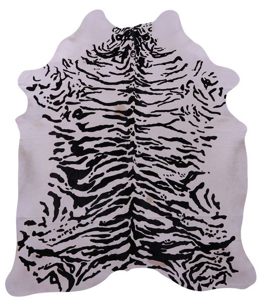 Tiger Animal Print Natural Cowhide Rug - XX-Large 7' 10"H x 6' 8"W