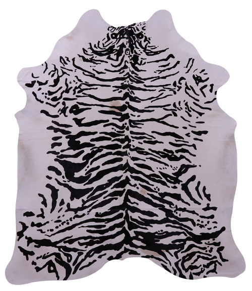 Tiger Animal Print Natural Cowhide Rug - XX-Large 7' 10