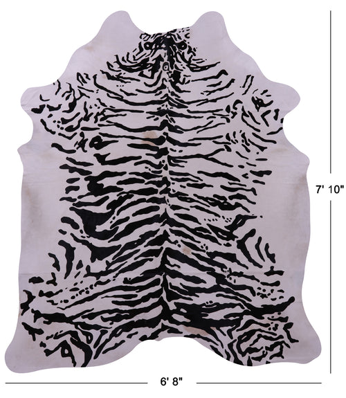 Tiger Animal Print Natural Cowhide Rug - XX-Large 7' 10