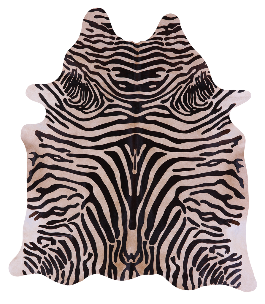 Zebra Animal Print Natural Cowhide Rug - XX-Large 7' 9"H x 6' 9"W