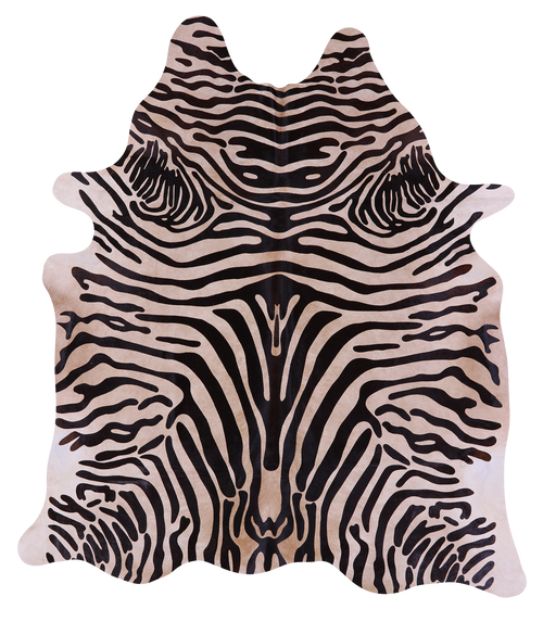 Zebra Animal Print Natural Cowhide Rug - XX-Large 7' 9
