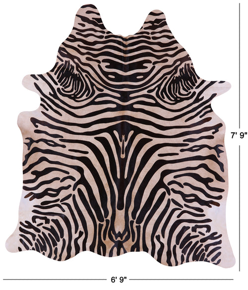 Zebra Animal Print Natural Cowhide Rug - XX-Large 7' 9