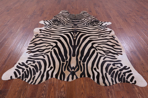 Zebra Animal Print Natural Cowhide Rug - XX-Large 7' 9