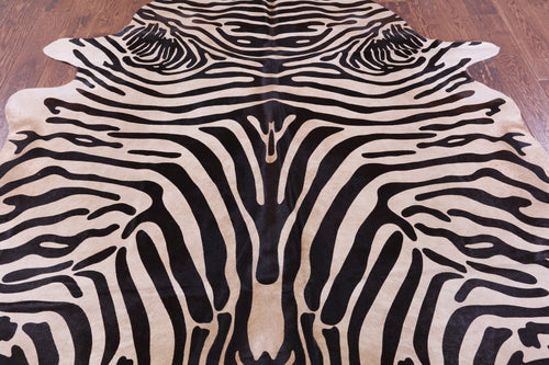 Zebra Animal Print Natural Cowhide Rug - XX-Large 7' 9