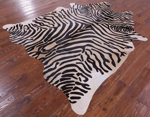 Zebra Animal Print Natural Cowhide Rug - XX-Large 7' 9