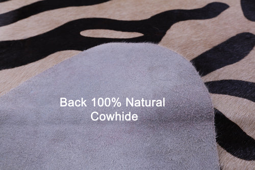 Zebra Animal Print Natural Cowhide Rug - XX-Large 7' 9