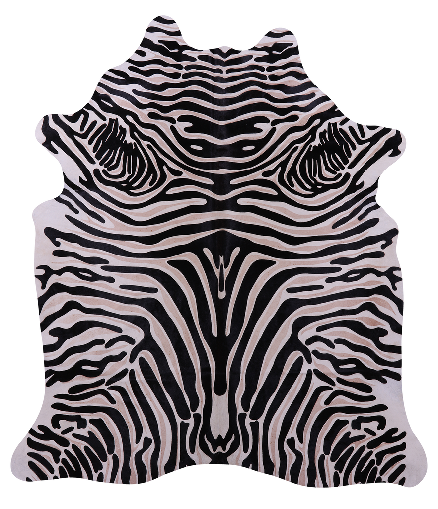 Zebra Animal Print Natural Cowhide Rug - X-Large 7' 6"H x 6' 6"W