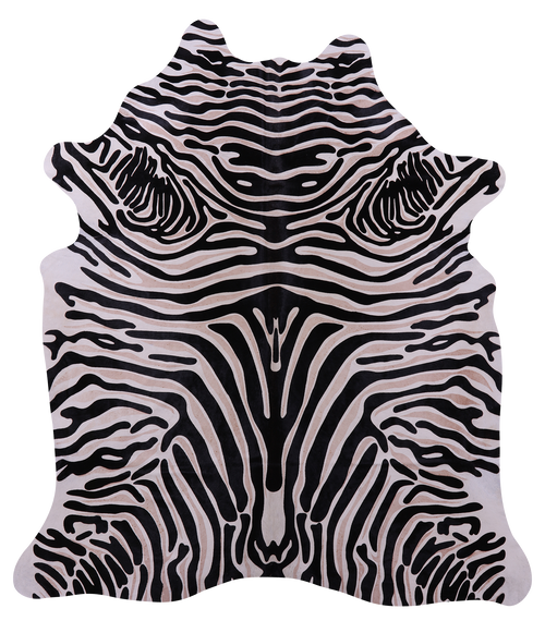 Zebra Animal Print Natural Cowhide Rug - X-Large 7' 6
