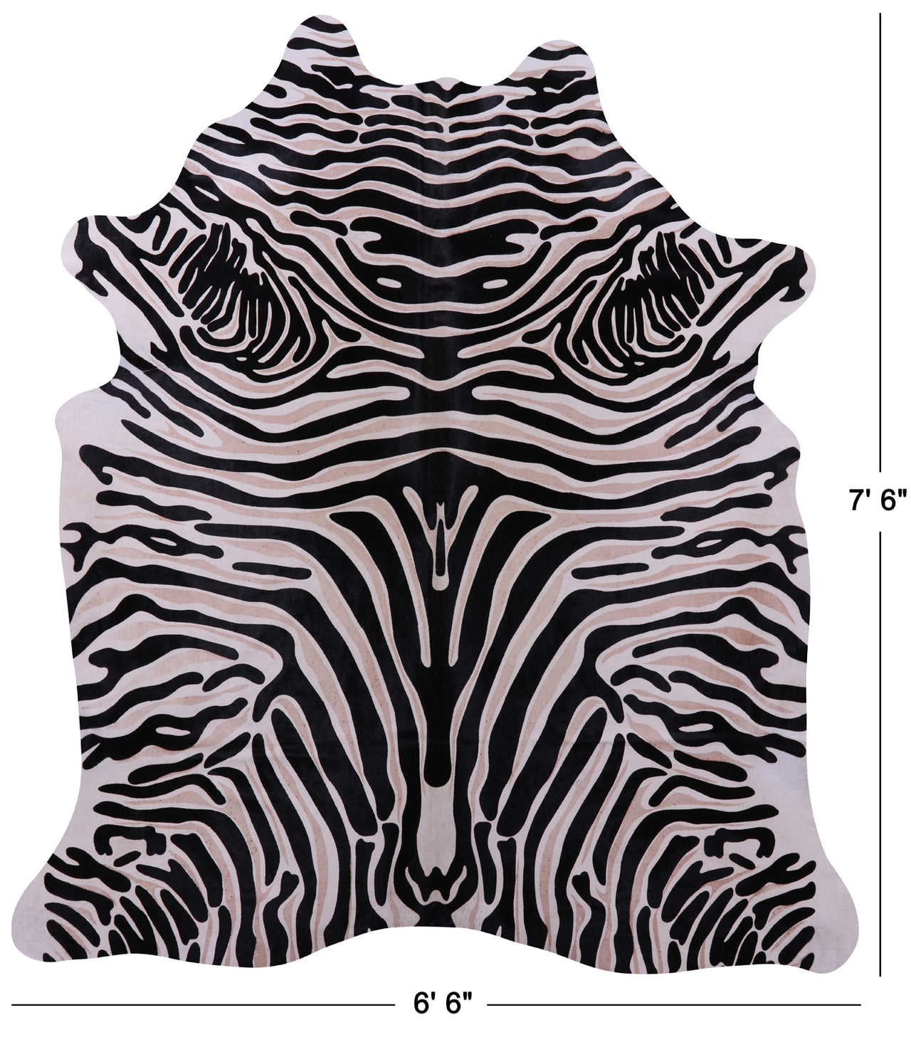 Zebra Animal Print Natural Cowhide Rug - X-Large 7' 6"H x 6' 6"W