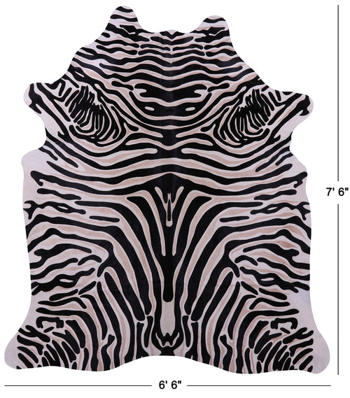 Zebra Animal Print Natural Cowhide Rug - X-Large 7' 6