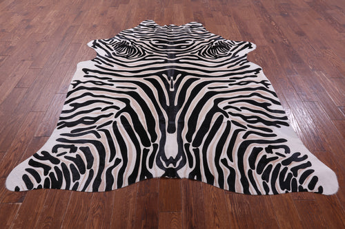 Zebra Animal Print Natural Cowhide Rug - X-Large 7' 6
