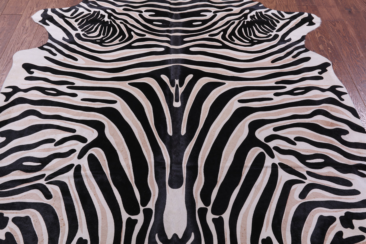 Zebra Animal Print Natural Cowhide Rug - X-Large 7' 6"H x 6' 6"W