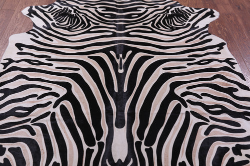 Zebra Animal Print Natural Cowhide Rug - X-Large 7' 6
