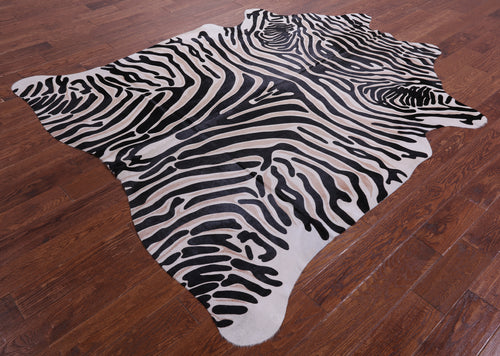 Zebra Animal Print Natural Cowhide Rug - X-Large 7' 6