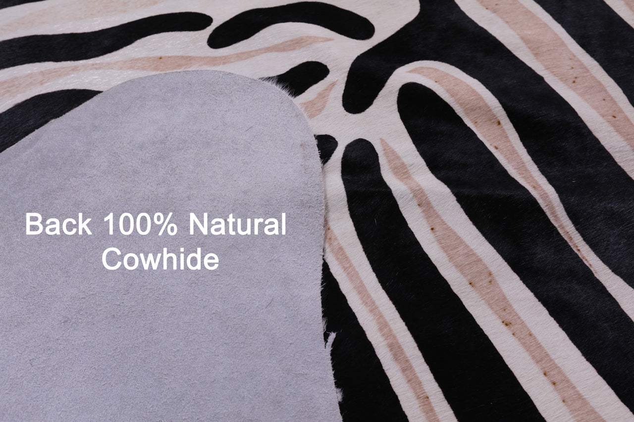 Zebra Animal Print Natural Cowhide Rug - X-Large 7' 6"H x 6' 6"W