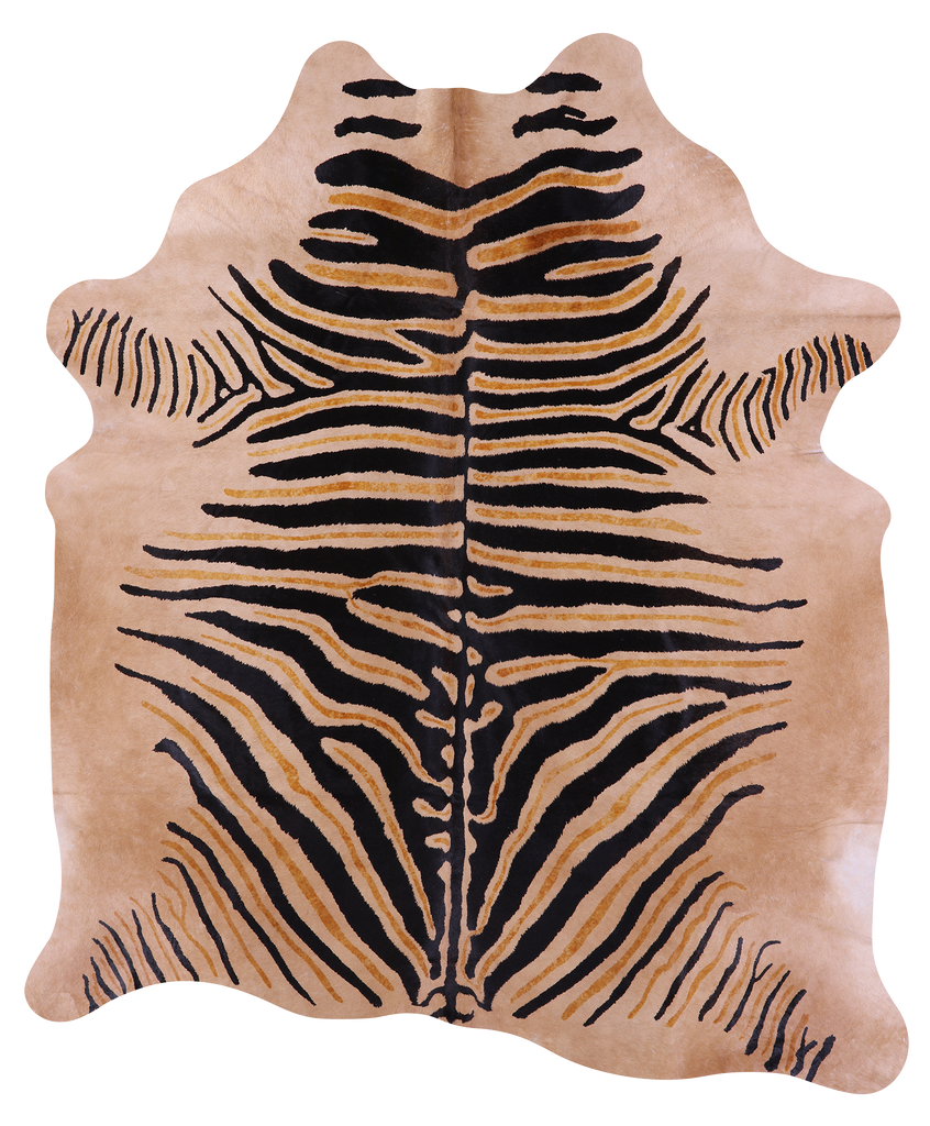 Zebra Animal Print Natural Cowhide Rug - XX-Large 7' 8"H x 6' 6"W