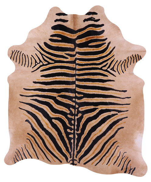 Zebra Animal Print Natural Cowhide Rug - XX-Large 7' 8"H x 6' 6"W