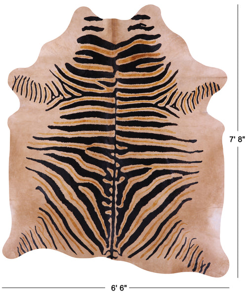 Zebra Animal Print Natural Cowhide Rug - XX-Large 7' 8
