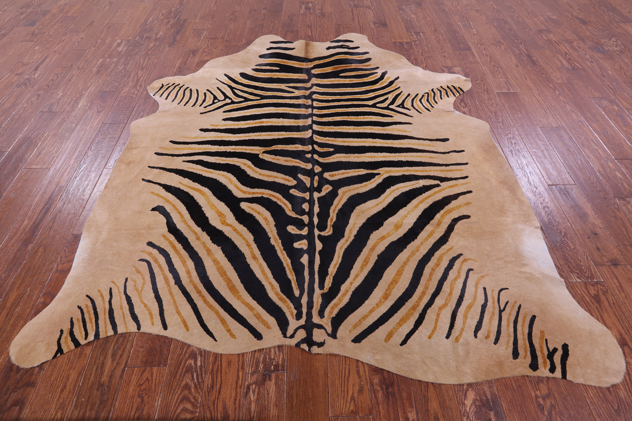 Zebra Animal Print Natural Cowhide Rug - XX-Large 7' 8"H x 6' 6"W