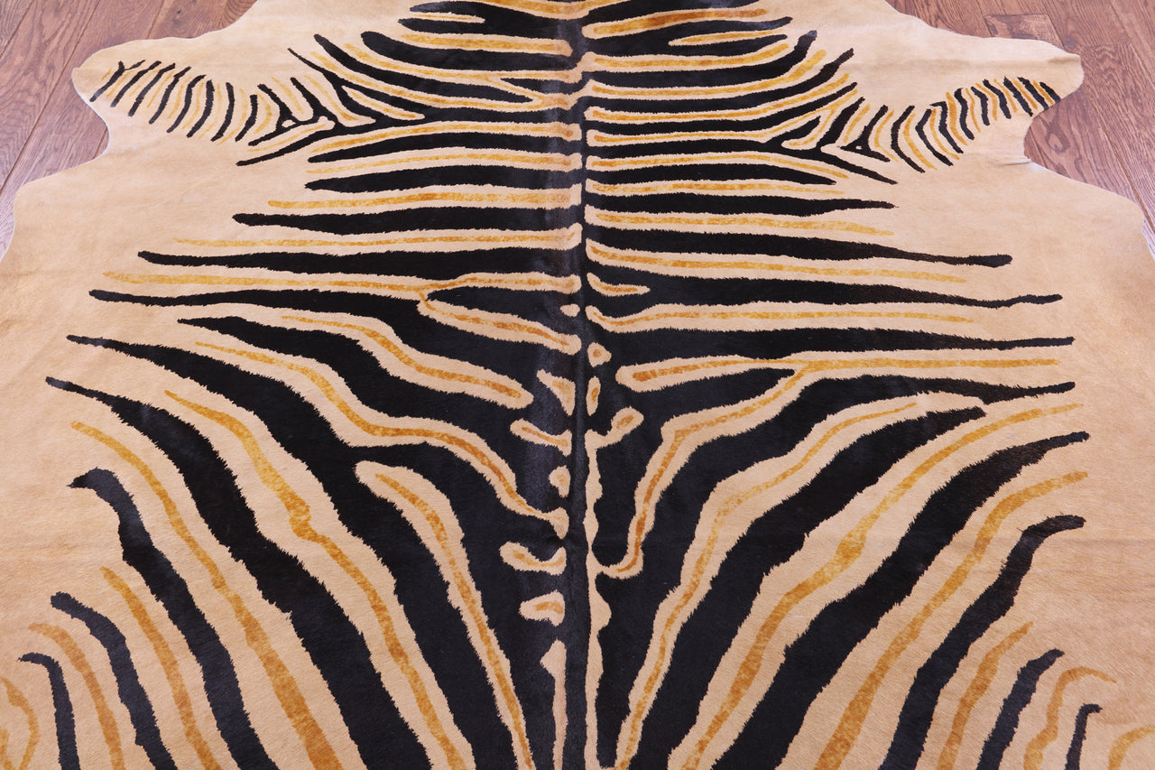 Zebra Animal Print Natural Cowhide Rug - XX-Large 7' 8"H x 6' 6"W