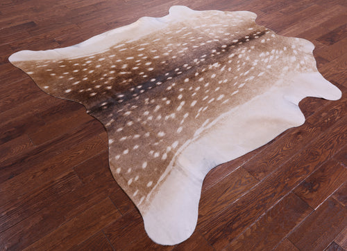 Deer Animal Print Natural Cowhide Rug - Large 6' 8