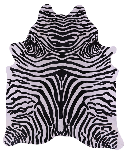 Zebra Animal Print Natural Cowhide Rug - X-Large 7' 7"H x 6' 5"W
