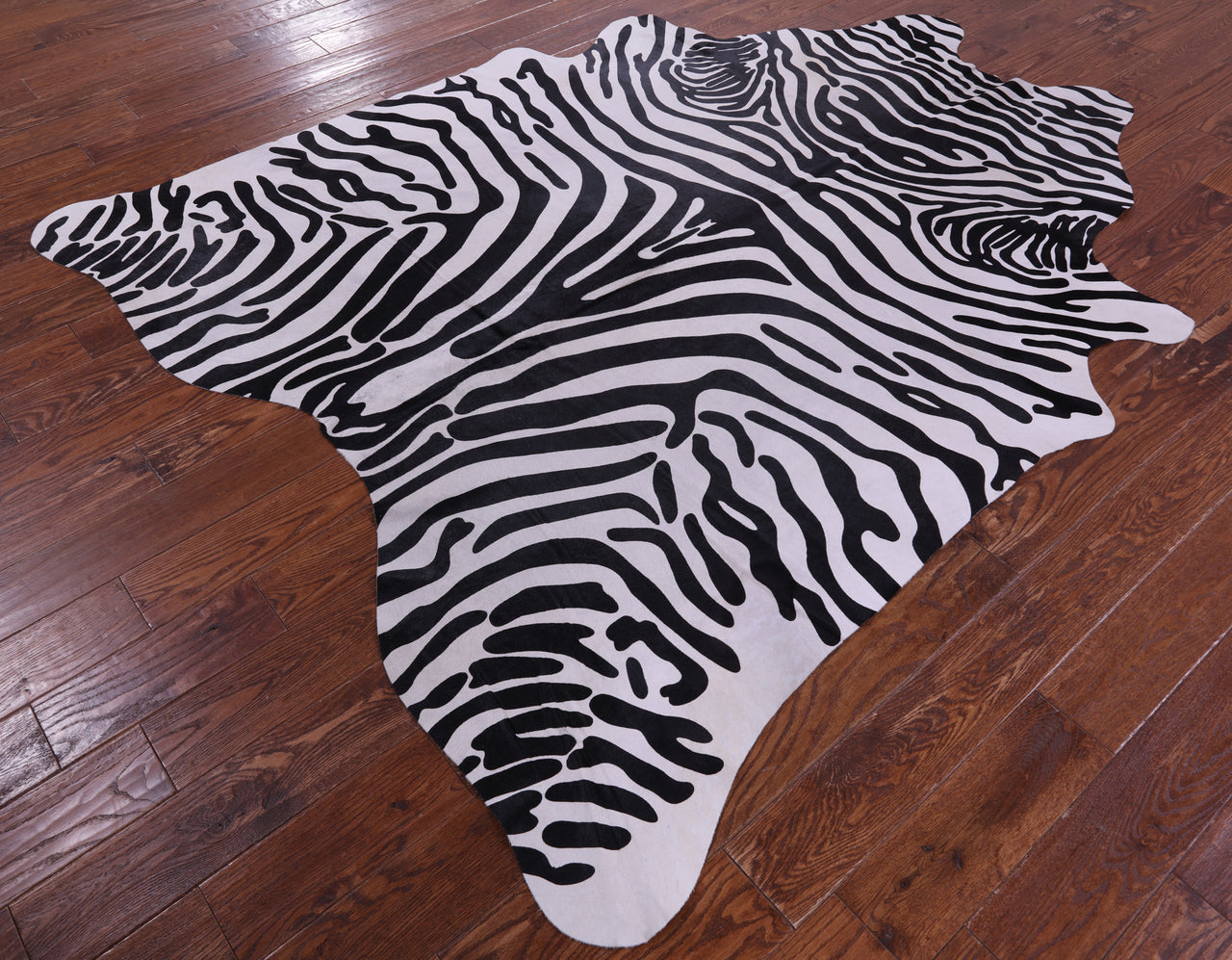 Zebra Animal Print Natural Cowhide Rug - X-Large 7' 7"H x 6' 5"W