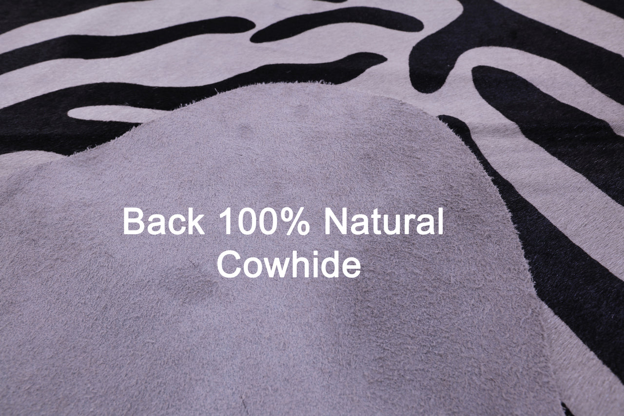 Zebra Animal Print Natural Cowhide Rug - X-Large 7' 7"H x 6' 5"W