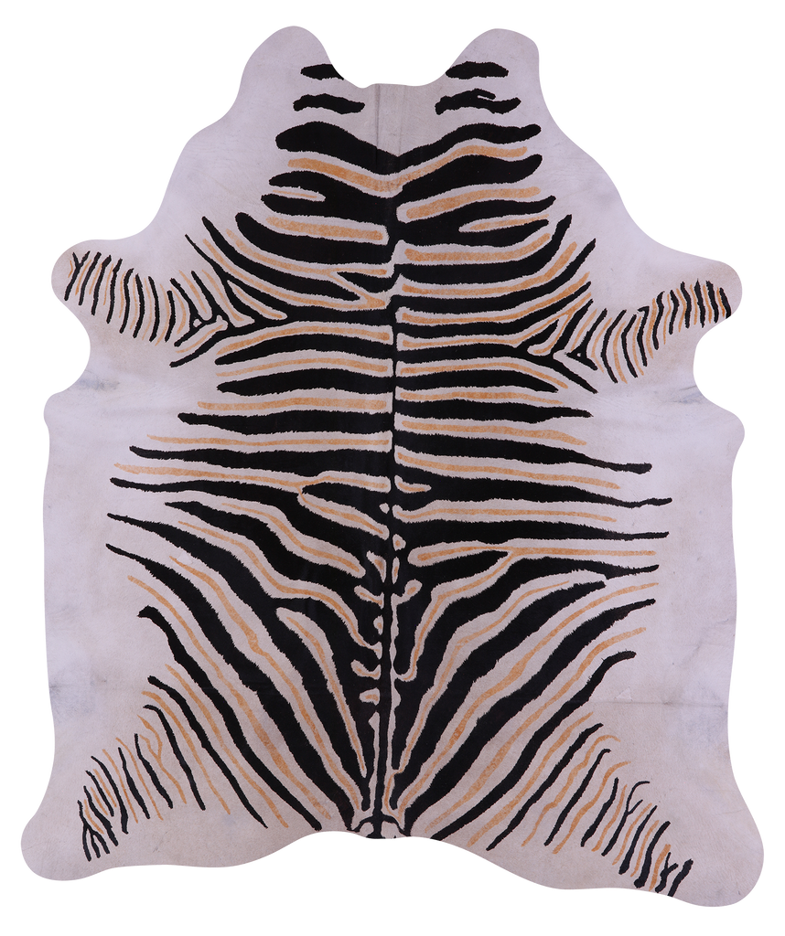 Zebra Animal Print Natural Cowhide Rug - XX-Large 8' 0"H x 6' 8"W