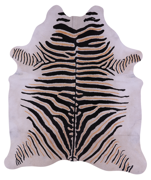 Zebra Animal Print Natural Cowhide Rug - XX-Large 8' 0"H x 6' 8"W