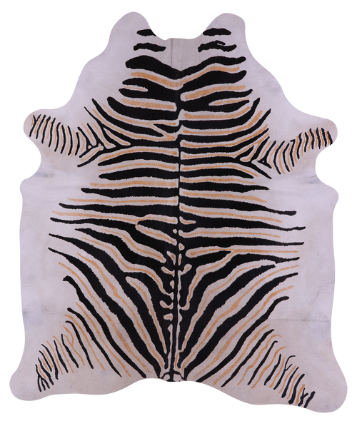 Zebra Animal Print Natural Cowhide Rug - XX-Large 8' 0