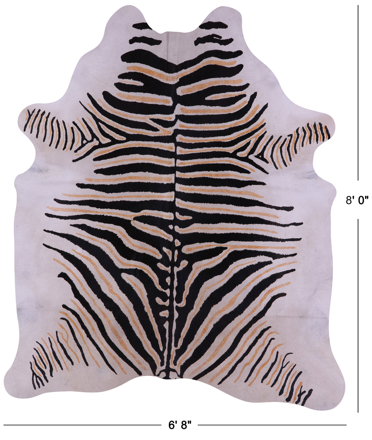 Zebra Animal Print Natural Cowhide Rug - XX-Large 8' 0"H x 6' 8"W