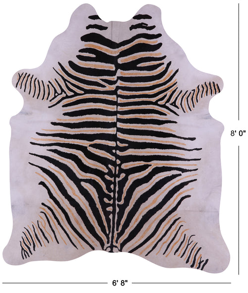 Zebra Animal Print Natural Cowhide Rug - XX-Large 8' 0
