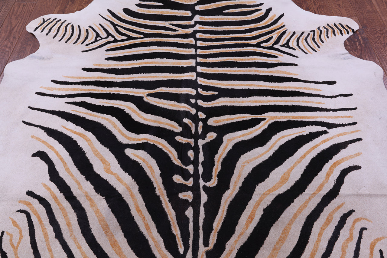 Zebra Animal Print Natural Cowhide Rug - XX-Large 8' 0"H x 6' 8"W