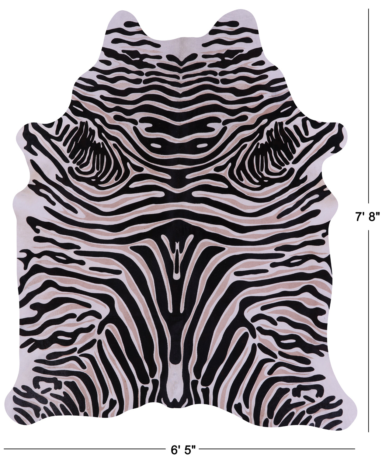 Zebra Animal Print Natural Cowhide Rug - XX-Large 7' 8"H x 6' 5"W