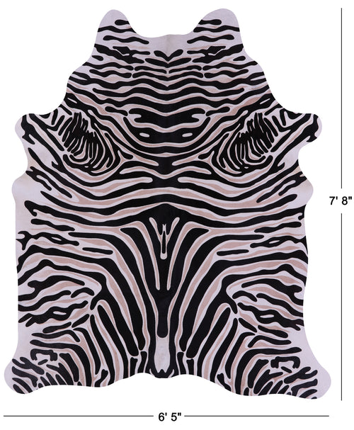 Zebra Animal Print Natural Cowhide Rug - XX-Large 7' 8