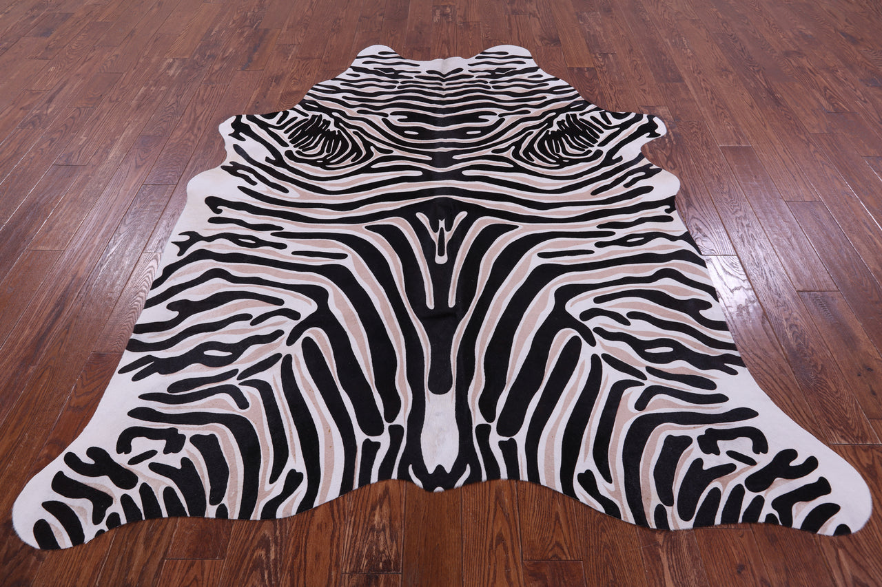 Zebra Animal Print Natural Cowhide Rug - XX-Large 7' 8"H x 6' 5"W