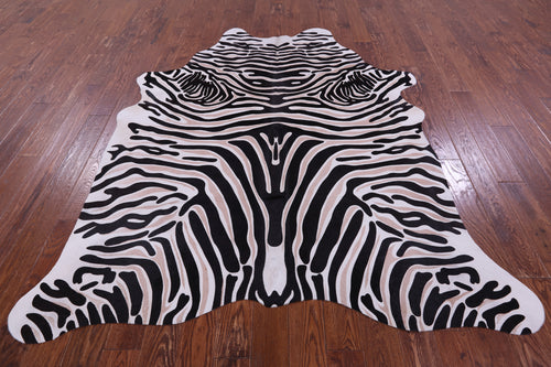 Zebra Animal Print Natural Cowhide Rug - XX-Large 7' 8