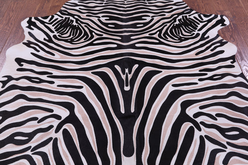 Zebra Animal Print Natural Cowhide Rug - XX-Large 7' 8