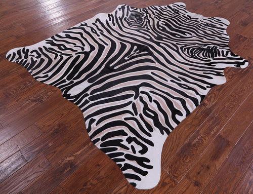 Zebra Animal Print Natural Cowhide Rug - XX-Large 7' 8