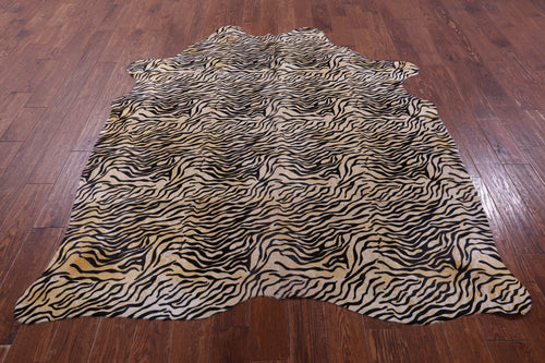Tiger Animal Print Natural Cowhide Rug - X-Large 7' 4