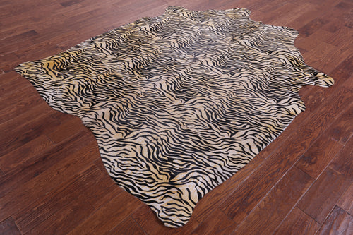 Tiger Animal Print Natural Cowhide Rug - X-Large 7' 4