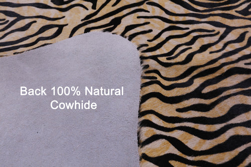 Tiger Animal Print Natural Cowhide Rug - X-Large 7' 4