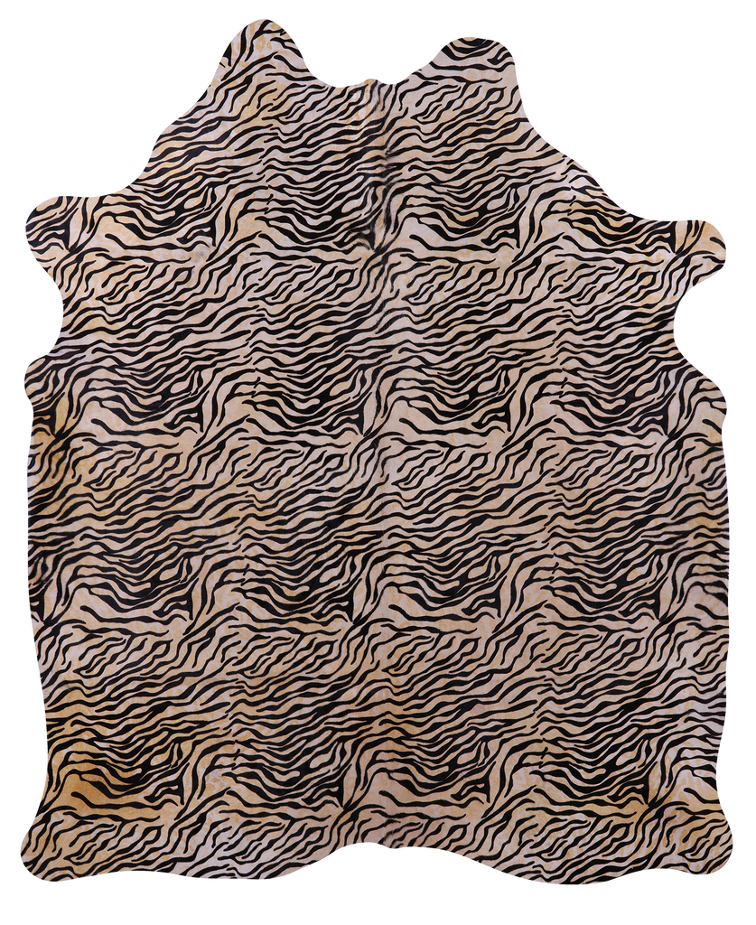 Tiger Animal Print Natural Cowhide Rug - X-Large 7' 4"H x 6' 0"W